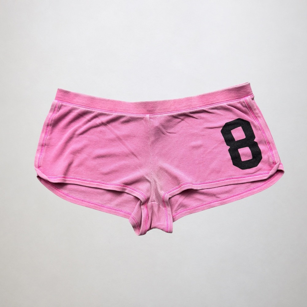 Y2K Victoria's Secret PINK Waffle Knit Sleep Micro Shorts Graphic Booty Lounge S